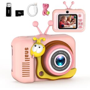 Kids Camera Toys for Girls Boy Age 3-12, Kids Digital Camera Toddler Camera for 3 4 5 6 7 8 Years Old Birthday Gifts, 1080 Video Camera for Toddler with Cute Protective & 32GB TF Card(Pink)