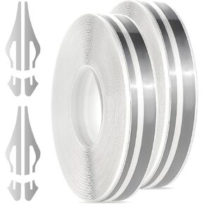 2 Rolls x 33Ft Pinstriping Tape for Car, Car Pinstriping Tape, DIY Car Body Side Stripes Auto Striping Tape Emblems Trim, Car Decal Sticker for Musical Instrument Motorcycle Auto Car (Silver)