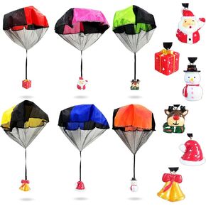 6 PCS Christmas Parachute Toy,Tangle Free Outdoor Flying Parachute Santa,Gingle Bell,Hand Throw Flying Toys for Christmas Day,Filling Stocking Stuffer ,Kids,Present Gifts,Party Favors(6Colors 6Styles)
