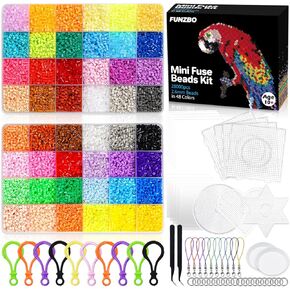 FUNZBO 28000 2.6mm Mini Fuse Beads Set - 48 Colors, Halloween Toys for Kids, Teens and Adults, Arts and Crafts, Kids Room Decorations, Gifts for Girls, Boys, Kids and Teens Age 5+