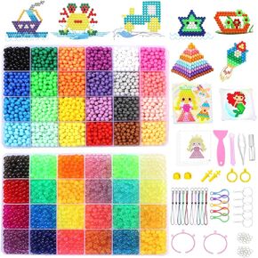 EIKEJI 7400 Pcs Non-Iron Fuse Beads Kit, 48 Colors 5mm Perler Beads for Kids, Glow in The Dark Beads Glitter Beads, Refill Beads Set for Boys, Girls, Ideal Gift for New Years, Birthdays, Christmas