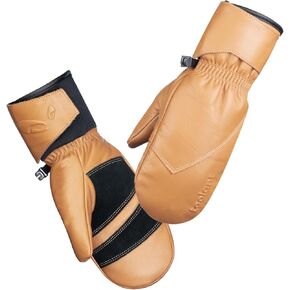 toolant Winter Leather Work Mittens - Warm Thinsulate, Full Grain Cowhide - Waterproof, Durable, for Ski, Outdoor Activities