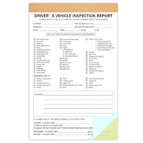 FENGHERUIA 2 Pack Detailed Driver's Vehicle Inspection Report Book 5.5" x 8.5" Daily Pre-Trip Checklist Log for Truck Drivers 50 Sheets 3-ply Carbonless for Drivers and Truckers