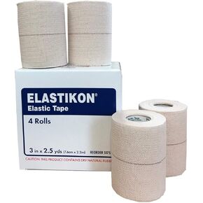 Johnson & Johnson Elastikon Elastic Tape, 4" x 2.5 Yards, (4" x 5 Yards Stretched), Reliable Compression for Support of Sprains, Strains, and Muscle Injuries, Case of 6 Rolls in Kuwait