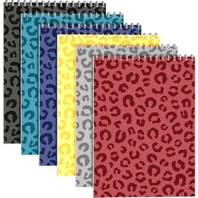 Steno Pads Spiral 6x9 Assorted Colors Notebooks for Work, 80 Sheets Top Spiral Notepad Stenographer Steno Books (6 Pack, Bold Colors)