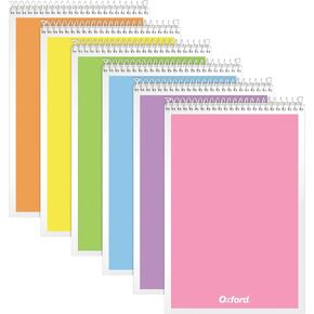 Oxford Steno Spiral Notebooks, Top Bound Steno Pads, 6x9 Inches, Gregg Ruled for Lists, White Paper, Asst. Pastel Covers, 80 Sheets, 6 Pack (1007112)
