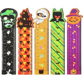45 Pieces Halloween Bookmark Rulers, Ruler Markers with Halloween Themed Prints for Classroom Rewards and Trick or Treat Prizes Halloween Party Decorations (5 Designs)
