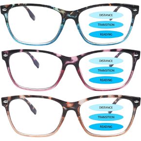 CLASAGA Progressive Multifocus Reading Glasses for Women, Pattern Print Blue Light Block Stylish Ladies Computer Readers