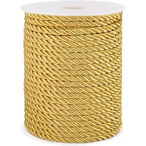 PH PandaHall 32 Yards Gold Cord Trim 5mm Crafts Rope Graduation Honor Cords Decorative Cords for Clotning Lampshade Window Curtains Bow Ties Handfasting Cord for Wedding