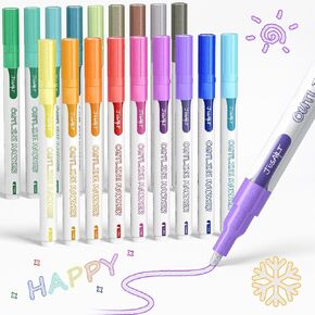 Double Line Outline Markers 18 Colors, Waterproof Glitter Markers for Coloring, Card Making, DIY, Art Supplies and Crafts, Trendy Stuff in Saudi Arabia