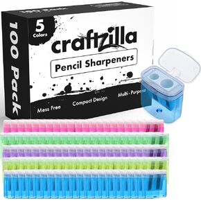 Pencil Sharpener 100-Pack - Manual Pencil Sharpener for Kids with Lid - Perfect for School, Office, and Home