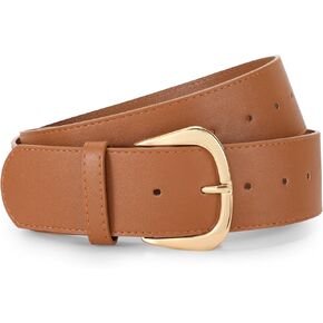 WERFORU Women Wide Leather Belt Women Fashion Wide Belt for Dresses Jeans Ladies Fashion Wide Belt with Gold Buckle