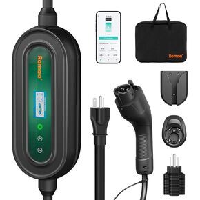 Level 1 EV Charger, 16A 110-240V 25FT Cable J1772 Charger, Portable Electric Vehicle Charging Equipment with NEMA 6-20 Plug, Adjustable Current, Delay Timer, App Control, FCC ETL Certified