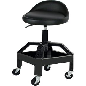 Rolling Garage Shop Seat,Garage Stool with Wheels,Heavy Duty Mechanic Stool 350 Lbs Capacity Storage with Tool Tray,Lockable 360°Wheels,Adjustable Heigh
