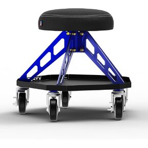 Vyper Robust Steel Pro Automotive/DIY/Detailing Stool - 400 lb Capacity - Tool Tray - Large Wheels (Black Seat, Red Frame)