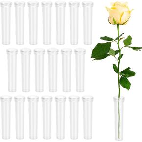 Vials for Flower Arrangements 2.8 Inch Floral Water Tubes Plastic Floral Vials with Caps (Clear, 30 Pack)