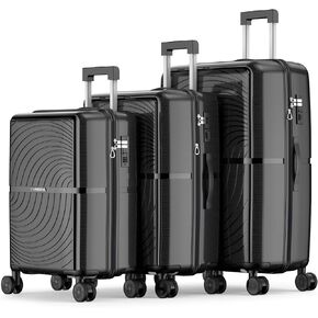 Nazhura Luggage Set, 3-Piece Hardside Suitcase Set, 20-inch, 24-inch, 28-inch Luggage, Carry on Luggage Set, Travel Luggage Set, Large Suitcase with Wheels