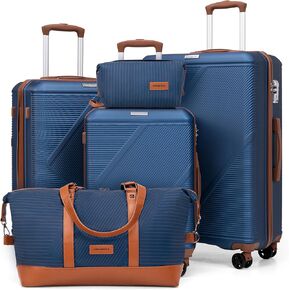 Luggage Sets 5 Piece, Suitcases With Wheels, Lightweight Travel Luggage Set With TSA Lock, ABS Hardshell Carry On Suitcase Set, Black