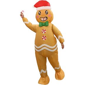 AerWo عيد الميلاد نفخ زي الكبار، لطيف رجل الزنجبيل زي تفجير زي عيد الميلاد للنساء / الرجال، مريحة نفخ رجل الزنجبيل زي لعيد الميلاد تأثيري حزب حلي in Kuwait