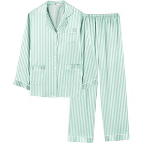 Ekouaer Silk Pajamas for Women Classic Button Down Satin Pajama Sets Long Sleeve Lounge Set