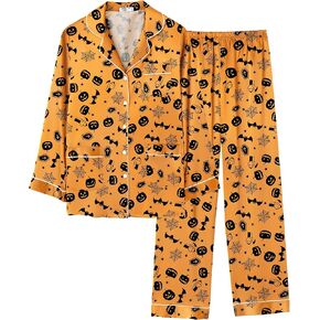 Ekouaer Silk Pajamas for Women Classic Button Down Satin Pajama Sets Long Sleeve Lounge Set