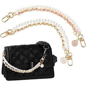 Molain 2Pcs Bag Extender Chain Purse Strap Extenders for Handbags Purse Extender Pearl Chain Chain Purse Strap Replacement Purse Accessories Bag Charms for Handbags Purse Making Supplies