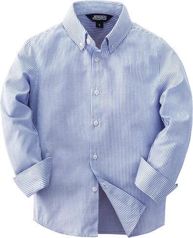 JOGAL Boys Long Sleeve Oxford Dress Shirts Casual Button Down Shirts Striped Tops for 6-14 Years in Kuwait