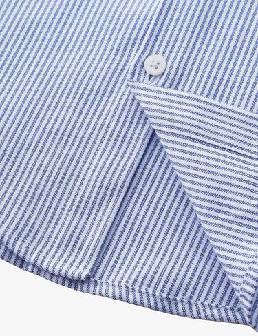 JOGAL Boys Long Sleeve Oxford Dress Shirts Casual Button Down Shirts Striped Tops for 6-14 Years in Kuwait