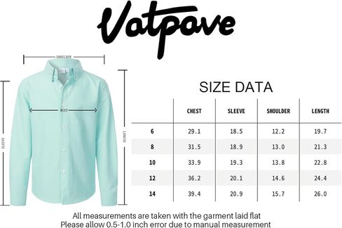 VATPAVE Boys Dress Shirts Long Sleeve Button Down Shirts Formal Uniform Solid Oxford Shirt in Saudi Arabia