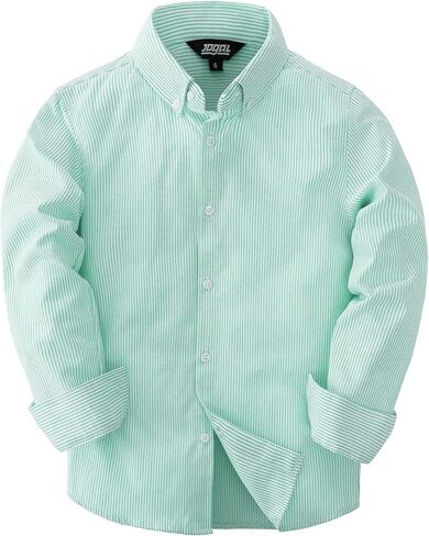 JOGAL Boys Long Sleeve Oxford Dress Shirts Casual Button Down Shirts Striped Tops for 6-14 Years in Kuwait