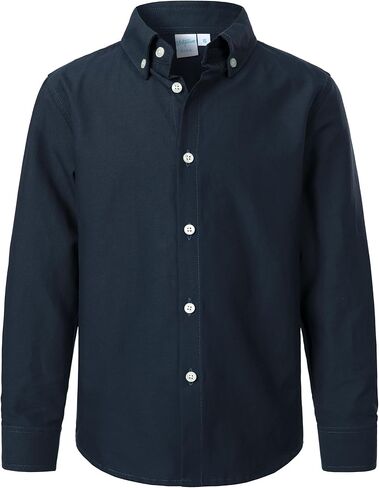 VATPAVE Boys Dress Shirts Long Sleeve Button Down Shirts Formal Uniform Solid Oxford Shirt in Saudi Arabia
