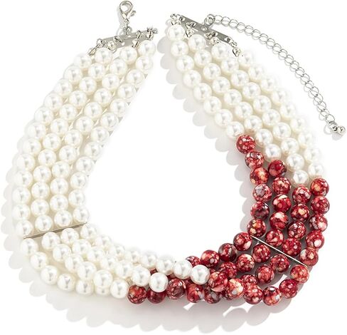 Gothic Blood Pearl Necklace for Women, Adjustable Dripping Blood Pearl Choker Layered Bleeding Pearl Necklace Punk Bloody Pearl Tassel Necklace Halloween Jewelry Gift in Kuwait