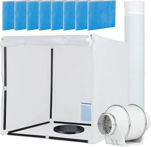 Airbrush Booth, Siebwin 30 * 30 * 30 inch Portable Hobby Airbrush Paint Spray Booth Kit with Powerful Duct Fans, Filter Hose and Turntable for Model Craft Nail Toy Part in Saudi Arabia