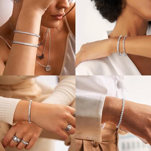 Gold Bangle Bracelets 18K Gold Plated Adjustment Tennis Bracelet for Women, Cubic Zirconia Stones Bangle Cuff Friendship Love Bangle Bracelets Dainty Jewelry Set Christmas Birthday Gifts in Saudi Arabia