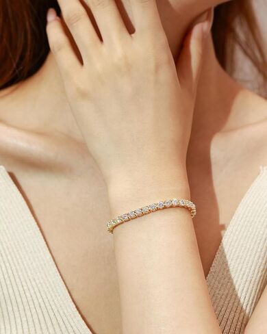 FANCIME Gold Moissanite Tennis Bracelet 1.2ct-12ct Lab Created Moissanite Diamond Bracelets,925 Sterling Silver Adjustable Bolo Tennis Bracelets, 2/3/4/5mm D Color VVS1 Round Cut Moissanite Bracelet for Women in Saudi Arabia