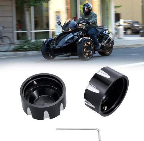 Axle Nut Covers for Can Am Spyder, Aluminum Axle Nut Caps Tricycle Accessories for 2018-Up Can-Am Spyders GS/RS RT ST F3 All Models (Black Front Axle) in Saudi Arabia
