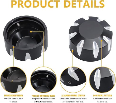 Axle Nut Covers for Can Am Spyder, Aluminum Axle Nut Caps Tricycle Accessories for 2018-Up Can-Am Spyders GS/RS RT ST F3 All Models (Black Front Axle) in Saudi Arabia