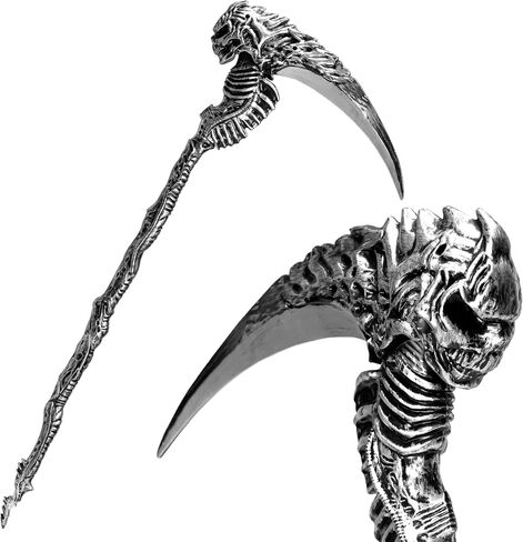 Spooktacular Creations Halloween Sin Scythe ملحق زي، أداة المنجل لعبة الأسلحة، هيكل عظمي فضي طاقم جمجمة للأطفال والنساء والرجال الهالوين التنكرية قصب الدعائم فستان الحفلات in Saudi Arabia