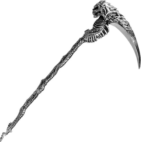 Spooktacular Creations Halloween Sin Scythe ملحق زي، أداة المنجل لعبة الأسلحة، هيكل عظمي فضي طاقم جمجمة للأطفال والنساء والرجال الهالوين التنكرية قصب الدعائم فستان الحفلات in Saudi Arabia