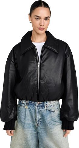 Pixie Market Women's Leather Bomber Jacket in Kuwait