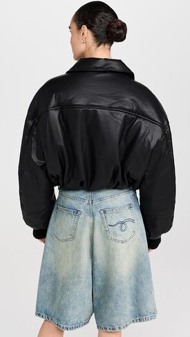 Pixie Market Women's Leather Bomber Jacket in Kuwait