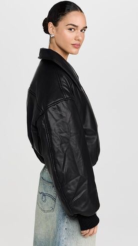 Pixie Market Women's Leather Bomber Jacket in Kuwait
