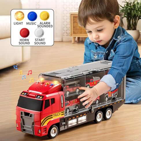 Toddler Boys Toys for 3 4 5 6 Years Old, Construction Truck Vehicle Toy Set with Play Mat, Die-Cast Toy Car Carrier Truck for Boys Kids, Birthday Gifts Toys for 3 4 5 6 7 8+ Year Old Boys in Saudi Arabia