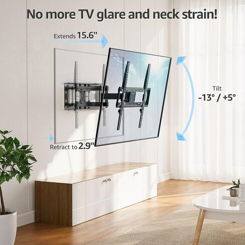 MOUNTUP TV Wall Mount, Full Motion TV Wall Mount for Most 26-65 Inch TV up to 100 LBS, Swivel Extension Tilting Level TV Mount Bracket with Articulating Arm Max VESA 400x400mm, for 16 Inch Wood Studs in Saudi Arabia