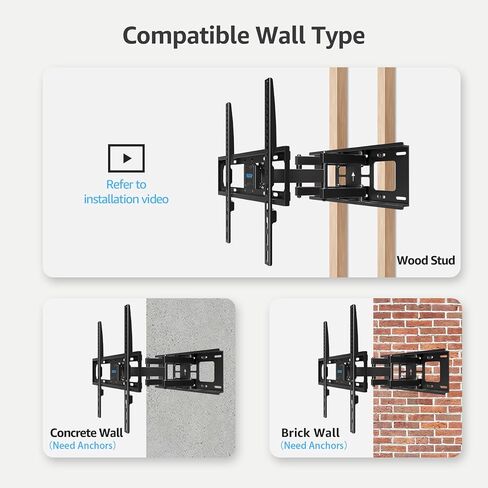 MOUNTUP TV Wall Mount, Full Motion TV Wall Mount for Most 26-65 Inch TV up to 100 LBS, Swivel Extension Tilting Level TV Mount Bracket with Articulating Arm Max VESA 400x400mm, for 16 Inch Wood Studs in Saudi Arabia