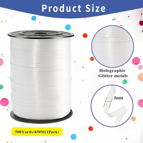 500 Yard Premium White Curling Ribbon, Curling Ribbon for Crafts,Curling Ribbon for Gift Wrapping, Balloon Ribbon, Balloon String, for Party Birthday Wedding Decoration, Art Crafts, Florist Flower in Saudi Arabia