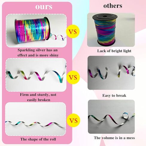 500 Yard White Curling Ribbon,Iridescent White Ribbon,3/16" Ribbon, Balloon Ribbon, Balloon String, Craft Decor Ribbon,for Florists, Flowers Decoration wrap in Kuwait