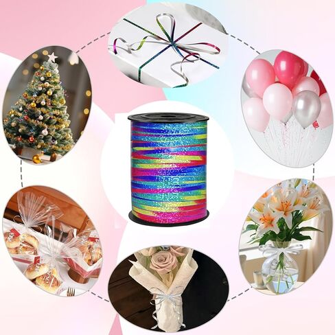 500 Yard White Curling Ribbon,Iridescent White Ribbon,3/16" Ribbon, Balloon Ribbon, Balloon String, Craft Decor Ribbon,for Florists, Flowers Decoration wrap in Kuwait