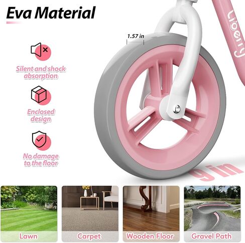 Liberry دراجة توازن للأطفال الصغار لعمر 1 2 3 4 سنوات، دراجة أطفال مع مقعد قابل للتعديل ومقود، لعبة ركوب للأولاد والبنات هدية عيد الميلاد الأول (وردي) in Kuwait