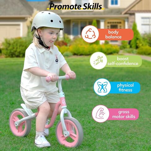 Liberry دراجة توازن للأطفال الصغار لعمر 1 2 3 4 سنوات، دراجة أطفال مع مقعد قابل للتعديل ومقود، لعبة ركوب للأولاد والبنات هدية عيد الميلاد الأول (وردي) in Kuwait